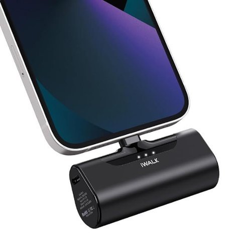 iWalk - Small Portable Charger 4500mAh Ultra-Compact Power Bank Cute Battery Pack - Black-Front_Standard 