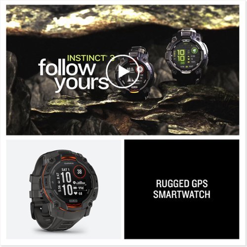 Garmin Instinct 3 Solar GPS Smartwatch 50 mm Fiber-reinforced Polymer - Black with Charcoal Band HOW TO BUY