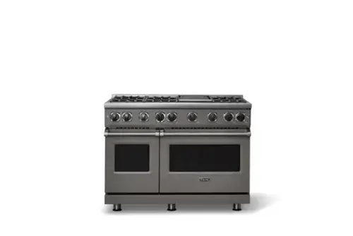 Front. Viking - 48"W. 7.3 Cu. Ft. Freestanding Sealed 6 Burner Gas Range/Griddle  - Damascus Gray - Damascus Gray.