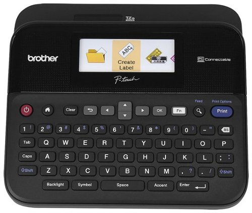 Brother P-Touch, PTD600, PC-Connectable Label Maker, Color Display, High-Resolution PC Printing, Split-Back Tape, Black