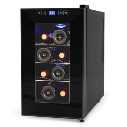Black+Decker - 8-Bottle LED Display Single Zone Freestanding Wine Refrigerator - Black-Front_Standard 
