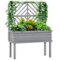 Outsunny - Raised Garden Bed with Trellis for Climbing Plants, Vegetable, Grape Vines, Elevated Planter Box with Legs - Gray-Front_Standard