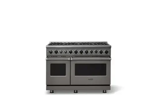 Front. Viking - 48"W. 7.3 Cu. Ft. 7Series Self-Clean LP Dual Fuel 8 Burner Range-Damascus Gray - Damascus Gray.