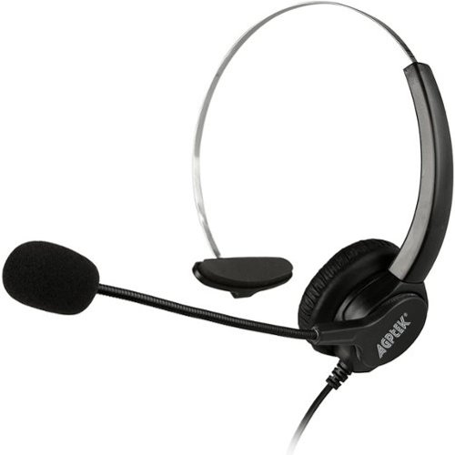 AGPtek - Call Center Hands-Free Noise Cancelling Corded Monaural Headset with Mic Mircrophone - Black-Front_Standard 