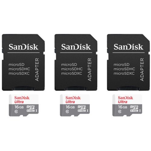 3 Units SanDisk 16GB Ultra UHS I microSDHC Memory Card with SD