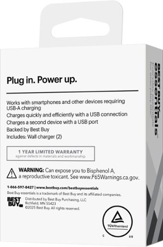Best Buy essentials™ 12W Dual-Port Wall Charger (2-pack) for Smartphones, Tablets, and Other USB Devices - White BUY IN EUROPE