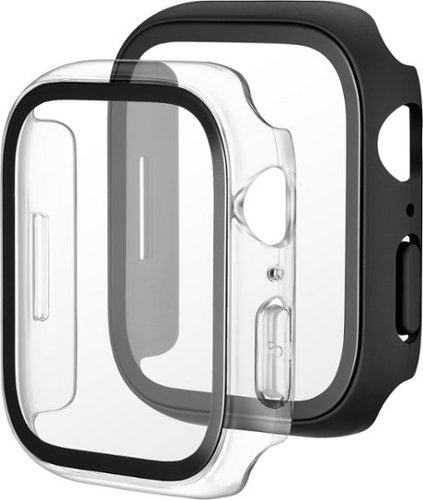 Insignia™ Bumper with Glass Screen Protector for Apple Watch 44/45mm - Black and Clear GLOBAL SHIPPING