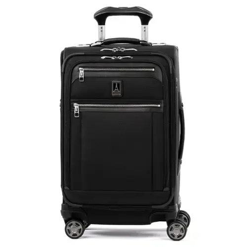 Front. Travelpro - Travelpro Platinum Elite Softside Expandable Checked Luggage, 8 Wheel Spinner Large Suitcase, TSA Lock, Men and Women - Shadow Black.