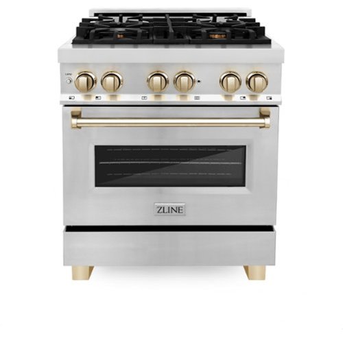 ZLINE - Autograph 30" Legacy Dual Fuel Range w/ 4 Burners & Polished Gold Accents (RAZ-30-G) - Stainless Steel/Polished Gold Accents-Front_Standard 