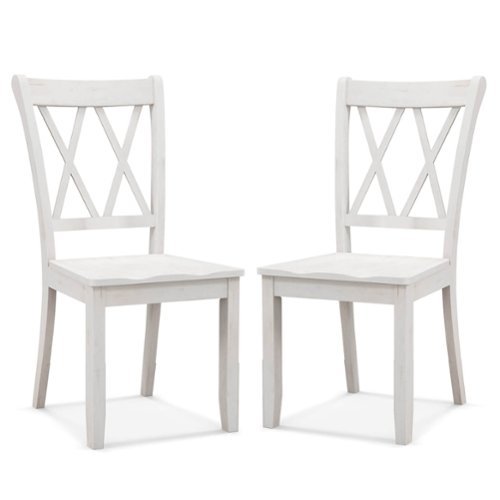 Costway Wooden Dining Chairs Set of 2 with Ergonomic Seat Rubber Wood Frame & High Backrest - White