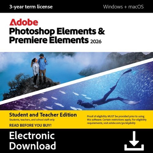 Adobe - Photoshop Elements & Premiere Elements 2026 Student & Teacher Edition (3-Year License) - Windows, Mac OS [Digital]