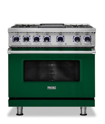 Viking - 36"W./24"D. Dual Fuel Sealed Burner Range-4 Burners/Griddle - Ivy-Front_Standard 