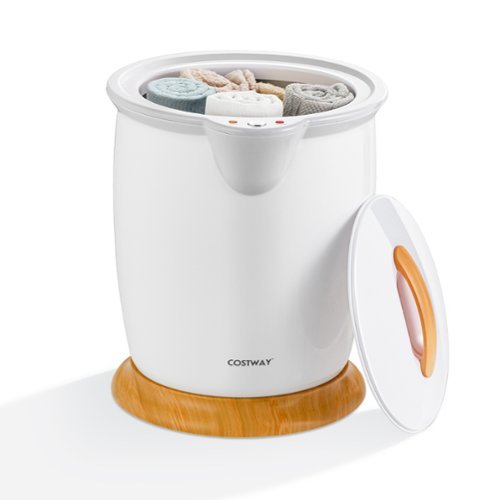 Costway - Bathroom Towel Warmer Bucket with Fragrance Holder & Auto Shut Off - White-Front_Standard 