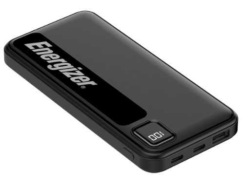 Energizer - MAX 10,000mAh 15W USB-C 3-Port Universal Portable Battery Charger/Power Bank w/ LCD screen for Smartphones & Accessories - Black-Front_Standard