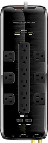  Monster - Power Black Platinum 1200 12-Outlet/2-USB Surge Protector Strip - Black
