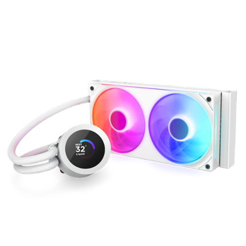 NZXT - Kraken Plus RGB 240mm Radiator CPU Liquid Cooler (1 x F240 RGB Core single-frame fan) with 1.54" Square LCD - White