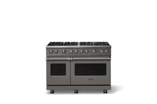 Front. Viking - Pro 5 Series 6.1 Cu. Ft. Freestanding Sealed 8 Burner Gas Convection Range - Damascus Gray - Damascus Gray.