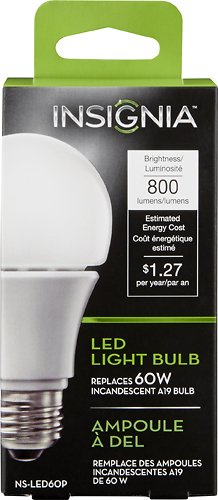  Insignia™ - 800-Lumen, 10.5W A19 LED Light Bulb, 60W Equivalent - Warm White