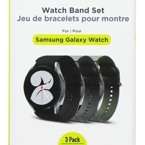 PureGear - 3 Pack Silicone Watch Band Set for Samsung Galaxy Watch 6/5/4 - Black-Front_Standard 