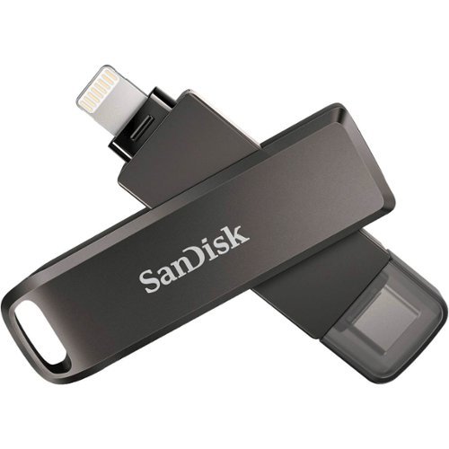 SanDisk - 64GB iXpand Flash Drive Luxe for iPhone Lightning and Type-C Devices - Black-Front_Standard 