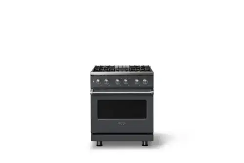 Front. Viking - Pro 5 Series 4.7 Cu. Ft. Freestanding Sealed 4 Burner Dual Fuel Convection Range - Cast Black - Cast Black.