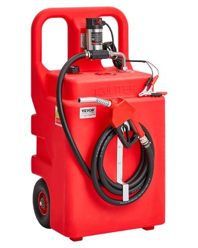 VEVOR - Fuel Caddy, 32 Gallon, Portable Fuel Tank with 12V DC 10GPM Electric Fuel Transfer Pump, 13 ft Delivery Hose - Red-Front_Standard 