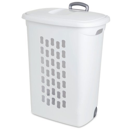 Sterilite - Laundry Hamper With Lift-Top, Wheels, And Pull Handle, 18 Pack - White-Front_Standard 