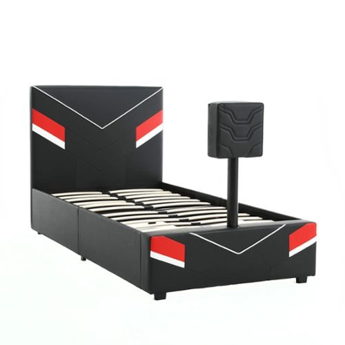 X Rocker - Orion eSports Twin Gaming Bed Frame with TV Mount - Black/Red-Front_Standard 
