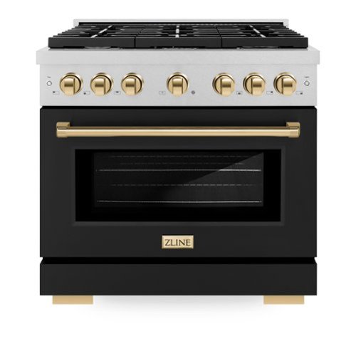 ZLINE - Autograph 36 in. Paramount Satin Steel Gas Range with Gold Accents (SGRSZ-BLM-36-G) - White