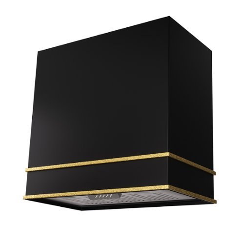 Akicon - 30 inches - Externally Vented - Wall Range Hood - Black with Gold-Front_Standard 