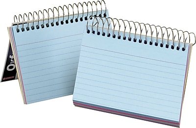 Oxford - Spiral 4" x 6" Index Cards, Ruled, Colors (50/Pack) - Assorted