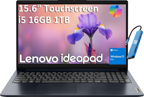 Lenovo - IdeaPad 15.6" FHD Touchscreen Laptop - Intel Core i5 with 16GB Memory - 1TB SSD - Windows 11 Pro - Abyss Blue-Front_Standard 