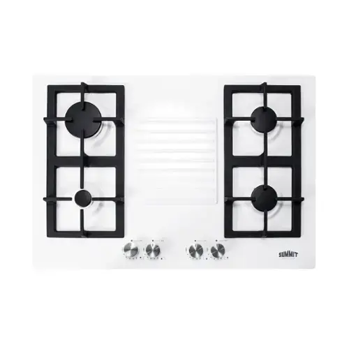 Front. SUMMIT - 30" Wide 4-Burner Gas Cooktop - White.
