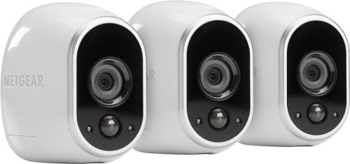  NETGEAR - Arlo Smart Home Indoor/Outdoor Wireless High-Definition IP Security Cameras (3-Pack) - White/Black