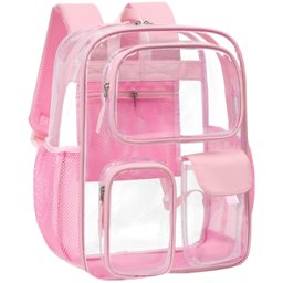 Pu Straps_pink 17"(3 Front Pockets)-Daypack Backp