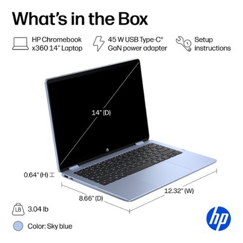 HP 14 2K Touchscreen 2-in-1 Chromebook - Intel Core N150 - 8GB Memory - 64GB eMMC - Sky Blue BUY IN SAUDI ARABIA