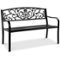 Best Choice Products - Outdoor Steel Bench Garden Patio Porch Furniture w/ Floral Design Backrest - Black-Front_Standard