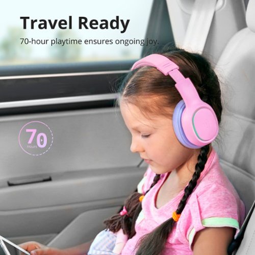 Tronsmart KH03 Kids Headphones, Bluetooth Active Noise Cancelling Wireless Headsets 74/85/93dB Safe Volume LED Lights 70H Playtime - Princess Pink BUY IN UK