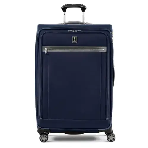 Front. Travelpro - Travelpro Platinum Elite Softside Expandable 29" Checked Spinner - Dark Blue.