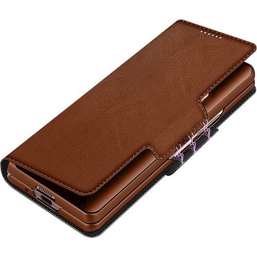 SaharaCase Leather Folio Wallet Case for Samsung Galaxy Z Fold3 5G - Brown GLOBAL SHIPPING
