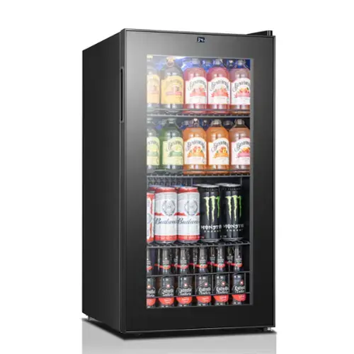 Front. Yeego - Yeego 105 Cans Beverage Cooler, 3.11 cu.ft. Freestanding Beverage Refrigerator with Glass Door for Home Office - Black.