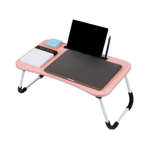 Mind Reader Lap Desk Laptop Stand, Bed Tray, Folding Legs, Couch Table, Portable, MDF , 23.25L x 13.75W x 10.5H - Pink WORLDWIDE DELIVERY