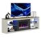 Bestier 70-Inch LED Fireplace TV Stand in White with Tempered Glass Shelves and Open Storage Cabinet - White Wash-Front_Standard 