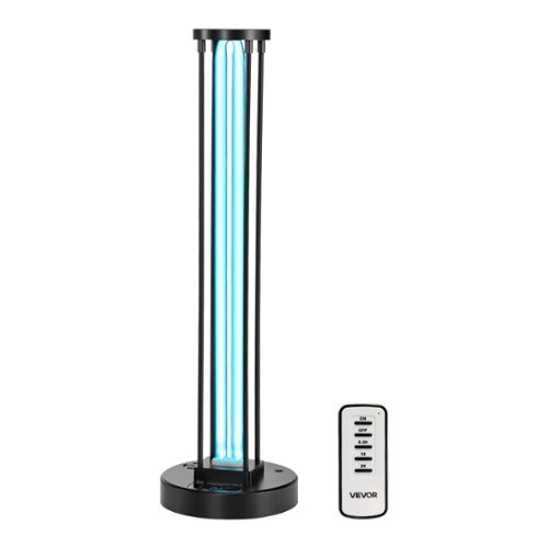 VEVOR - UV Light, 55W Ultraviolet Lamp with Ozone Purifier, UVC Lamp with 30/60/120 Minutes 3-Gear Timer and Remote Control - Black-Front_Standard 