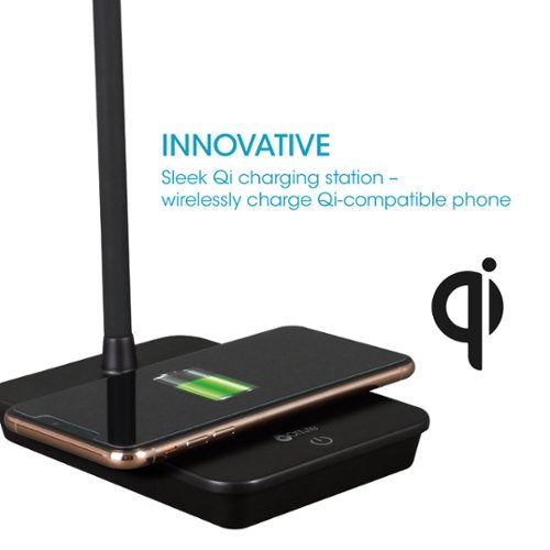 OttLite Infuse Adjustable LED Desk Lamp with Qi Charging, Three Brightness Settings, & Clear Sun Technology - Black BUY IN DUBAI