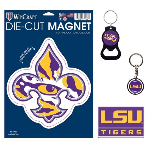 WinCraft - LSU Tigers 4-Pack Key Rings and Magnets Set - Multicolor-Front_Standard 