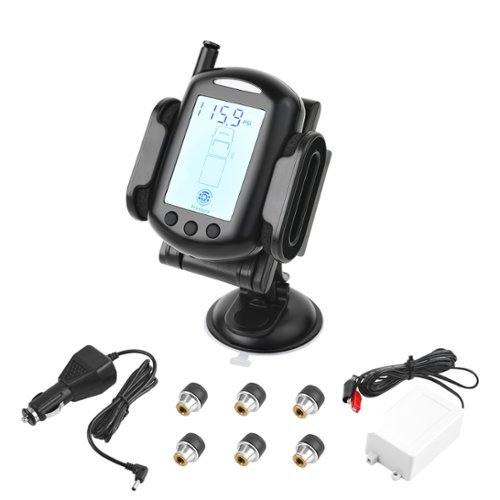 VEVOR - RV Tire Pressure Monitoring System, 0-199 PSI Trailer TPMS, Wireless Car Alarm System, Waterproof TPMS Sensors Set - Black-Front_Standard 