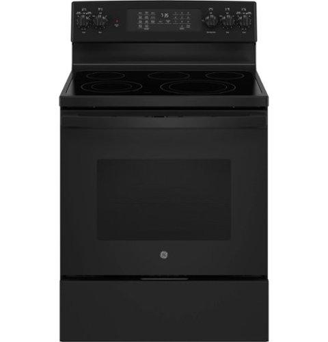 GE - 5.3 Cu. Ft. Freestanding Electric Convection Range with Self-Steam Cleaning and No-Preheat Air Fry - Black on Black-Front_Standard 