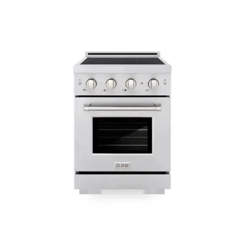 Front. ZLINE - 24 in. 3.2 cu. ft. Paramount Freestanding Induction Range with 3 Burners and Electric Oven in Stainless Steel - Stainless Steel.
