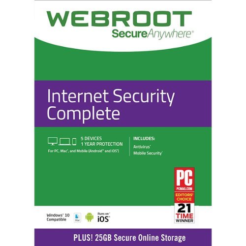  Webroot Internet Security Complete with Antivirus Protection 2019 (10-Devices) (1-Year Subscription) - Android, Apple iOS, Mac OS, Windows [Digital]